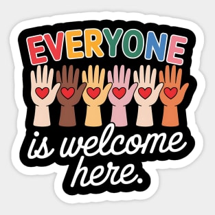 Everyone Is Welcome Here Idaho Teacher Design – Rainbow Hands Edition Sticker